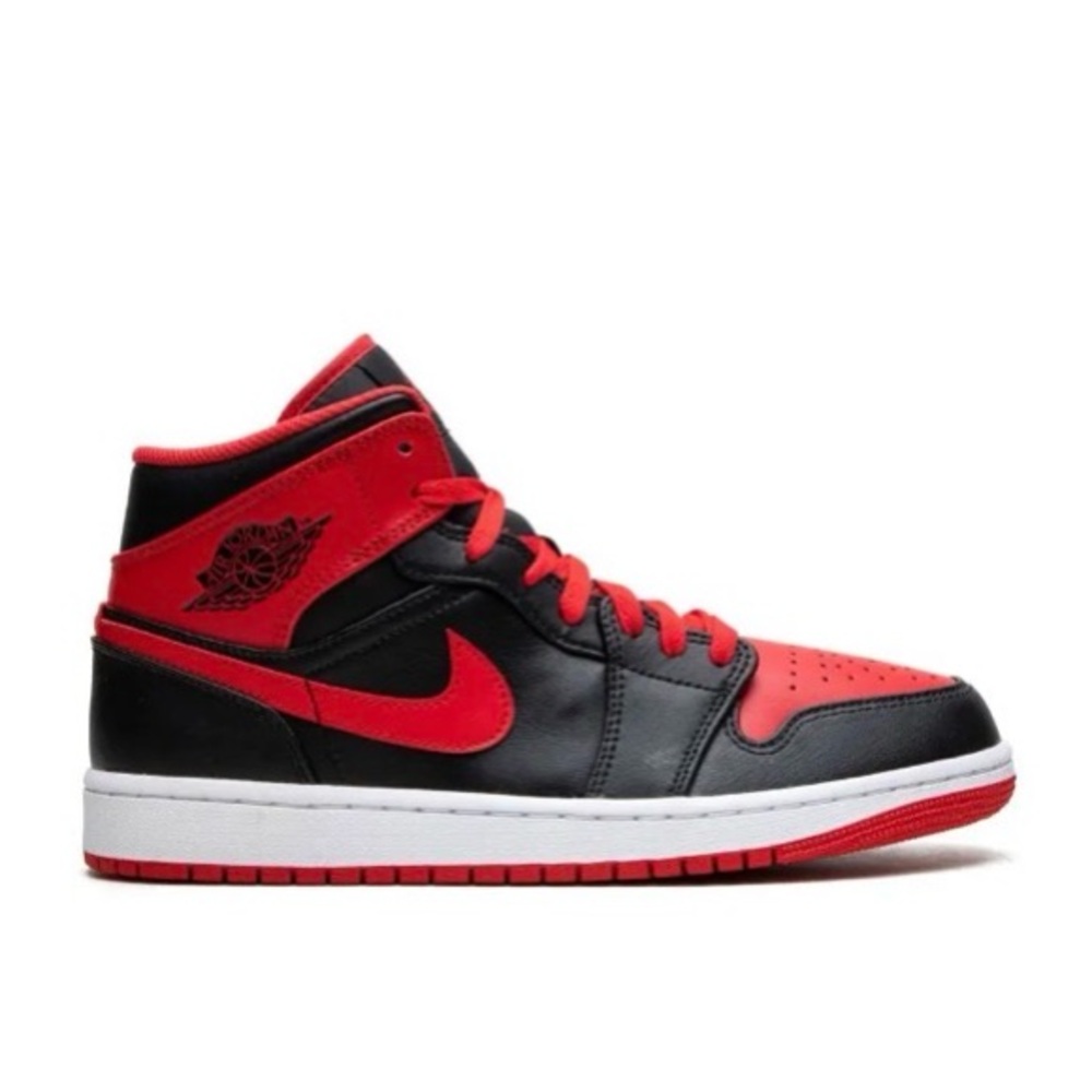 Jordan Air 1 Mid Black and Red Sneakers